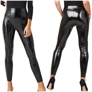 Spanx NWT Faux Leather Patent Leggings 20301T Black Size S Slimming Shaping